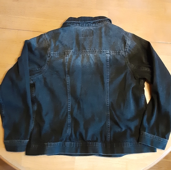 RUFF HEWN BLACK BUTTON UP DISTRESSED/FADED COTTON JEAN JACKET WOMENS SIZE 1X - Picture 10 of 13